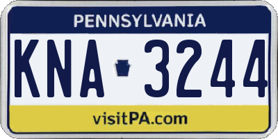 PA license plate KNA3244