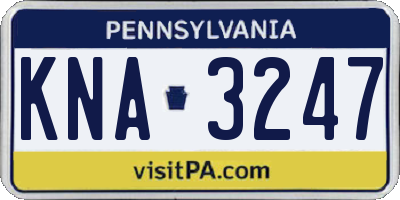 PA license plate KNA3247