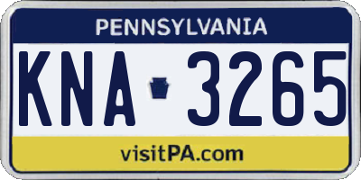PA license plate KNA3265