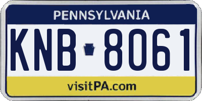PA license plate KNB8061