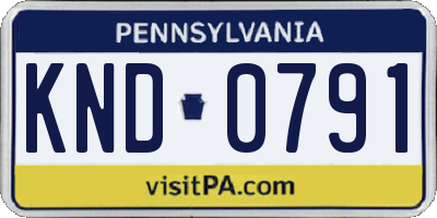 PA license plate KND0791