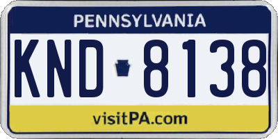 PA license plate KND8138