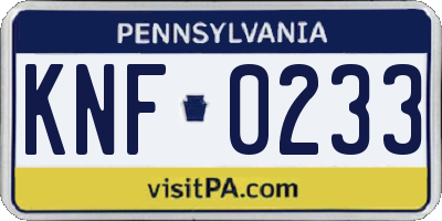 PA license plate KNF0233