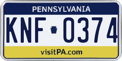 PA license plate KNF0374