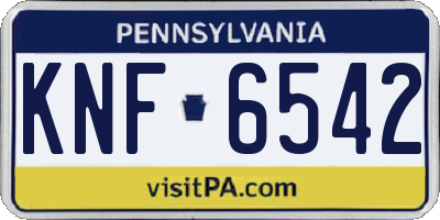 PA license plate KNF6542