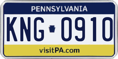 PA license plate KNG0910