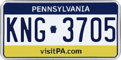 PA license plate KNG3705