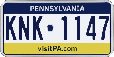 PA license plate KNK1147