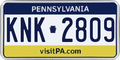 PA license plate KNK2809
