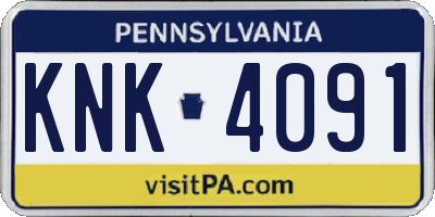 PA license plate KNK4091