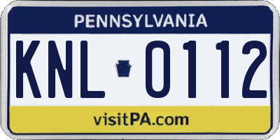 PA license plate KNL0112