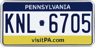 PA license plate KNL6705