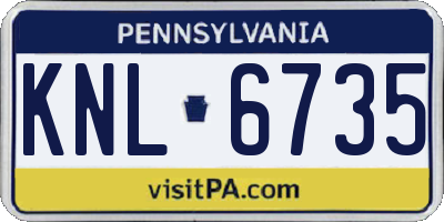 PA license plate KNL6735
