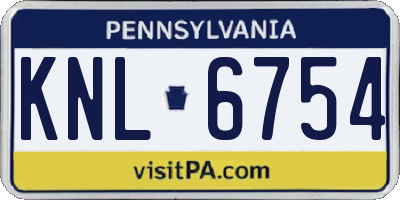 PA license plate KNL6754