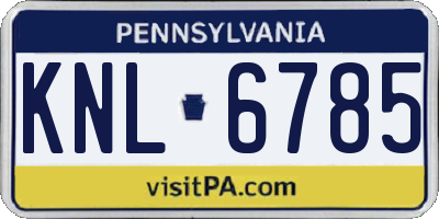 PA license plate KNL6785
