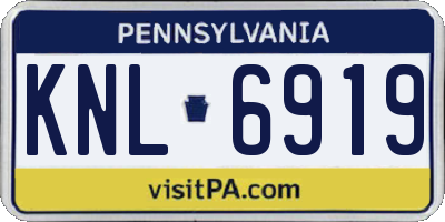 PA license plate KNL6919