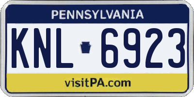 PA license plate KNL6923