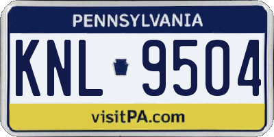 PA license plate KNL9504