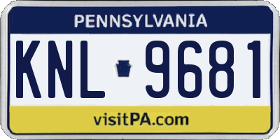 PA license plate KNL9681