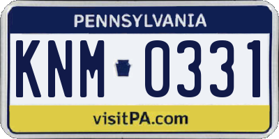 PA license plate KNM0331