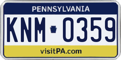 PA license plate KNM0359