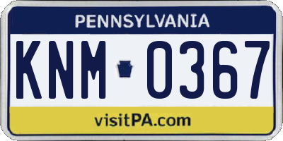 PA license plate KNM0367