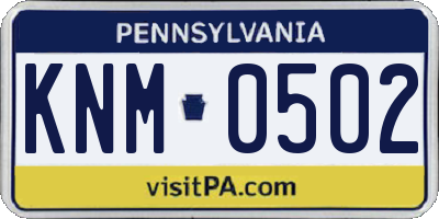 PA license plate KNM0502