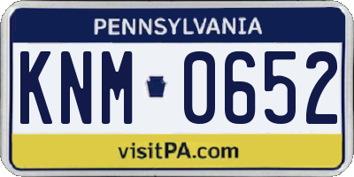 PA license plate KNM0652