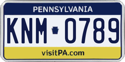 PA license plate KNM0789