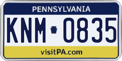 PA license plate KNM0835