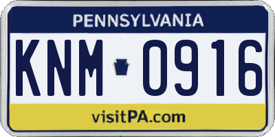 PA license plate KNM0916