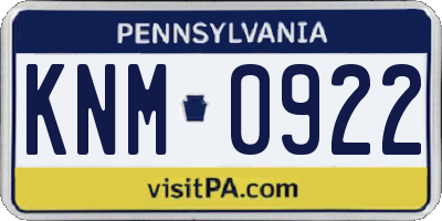 PA license plate KNM0922