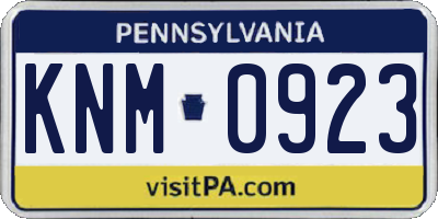 PA license plate KNM0923