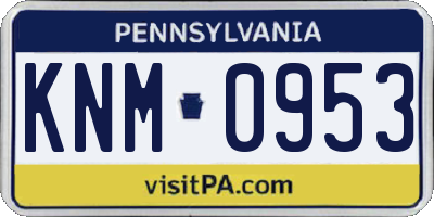 PA license plate KNM0953