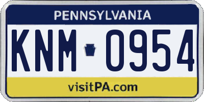 PA license plate KNM0954