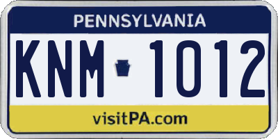 PA license plate KNM1012