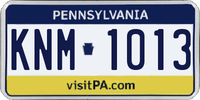 PA license plate KNM1013