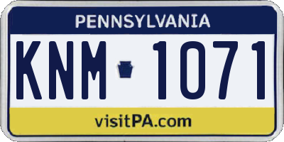 PA license plate KNM1071
