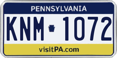 PA license plate KNM1072