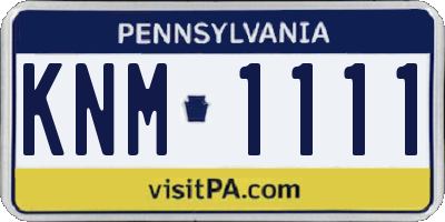 PA license plate KNM1111