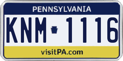 PA license plate KNM1116