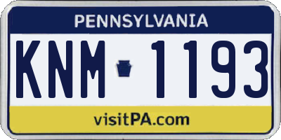 PA license plate KNM1193
