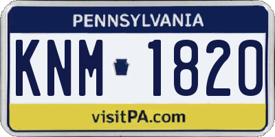 PA license plate KNM1820