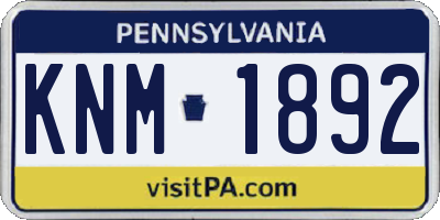 PA license plate KNM1892
