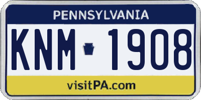 PA license plate KNM1908