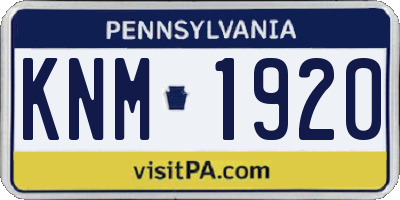 PA license plate KNM1920