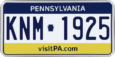 PA license plate KNM1925