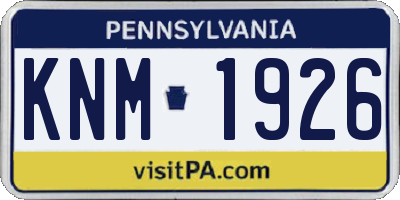 PA license plate KNM1926