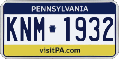 PA license plate KNM1932