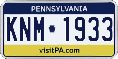 PA license plate KNM1933